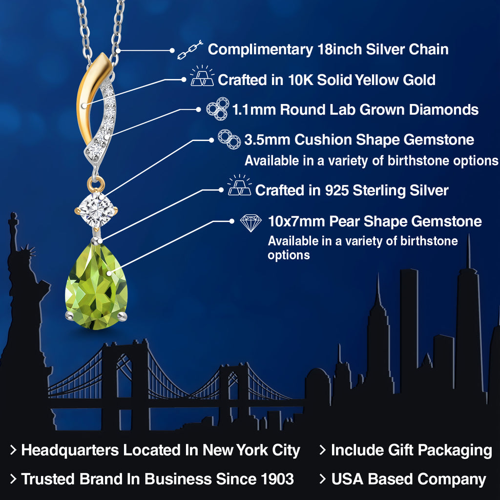 Peridot - August_Pendant in 925 Sterling Silver and 10K Yellow Gold