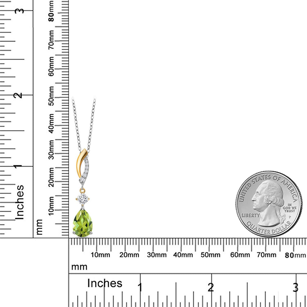 Peridot - August_Pendant in 925 Sterling Silver and 10K Yellow Gold