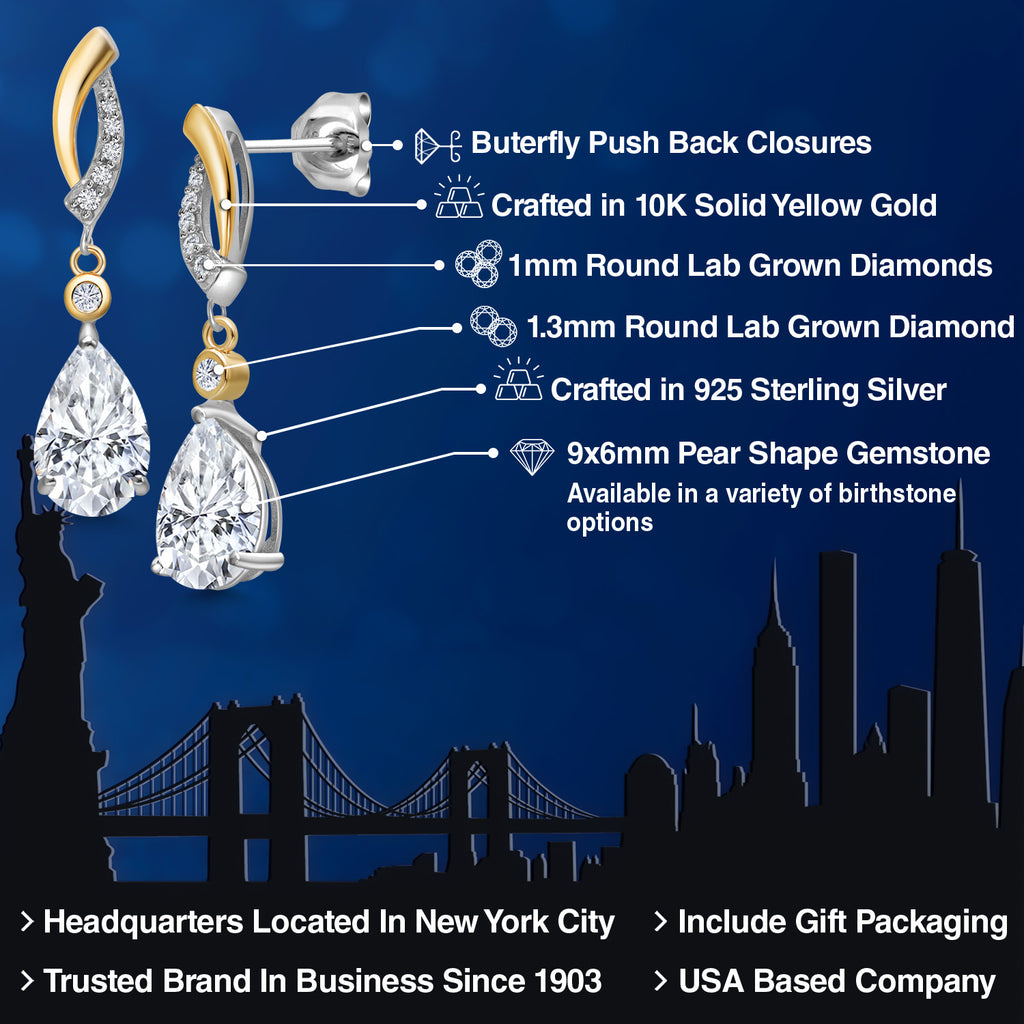 Earrings in 925 Sterling Silver and 10K Yellow Gold