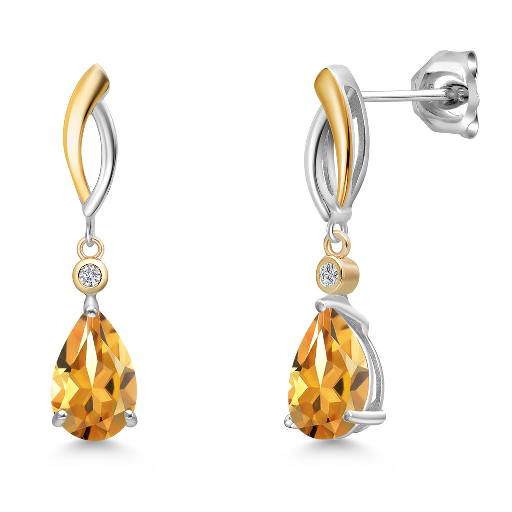 Citrine - November_Earrings in 925 Sterling Silver and 10K Yellow Gold