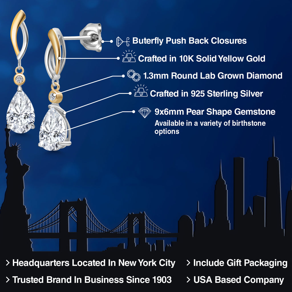 Tanzanite - December_Earrings in 925 Sterling Silver and 10K Yellow Gold