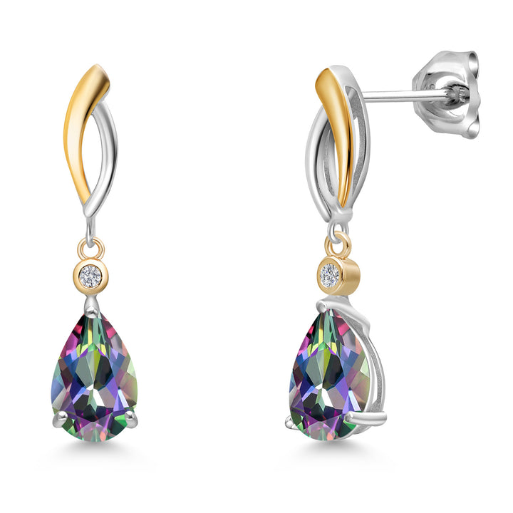 Green Mystic Topaz_Earrings in 925 Sterling Silver and 10K Yellow Gold