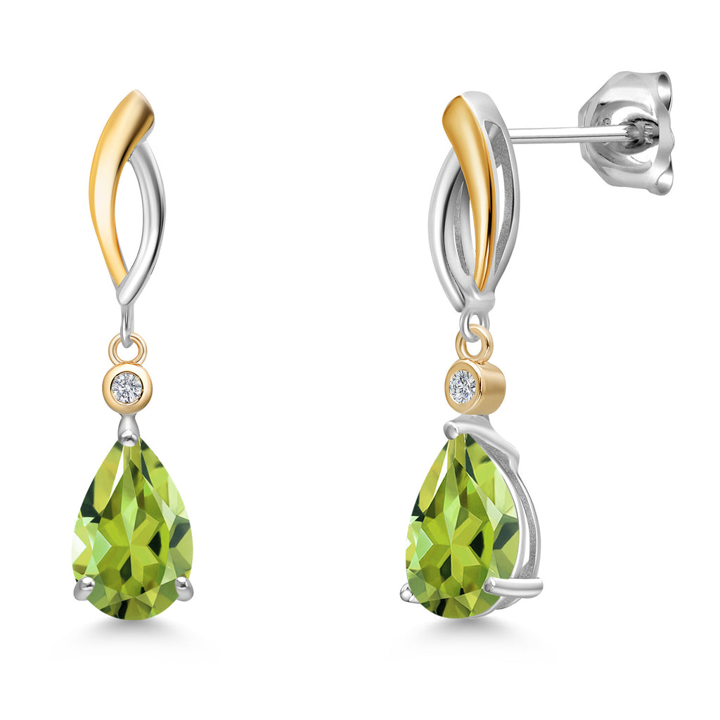 Peridot - August_Earrings in 925 Sterling Silver and 10K Yellow Gold