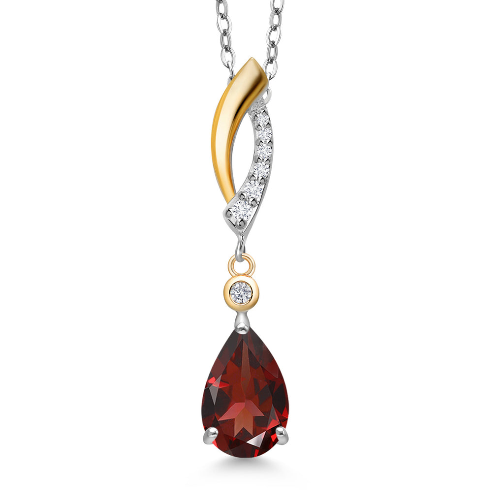 Garnet - January_Pendant in 925 Sterling Silver and 10K Yellow Gold