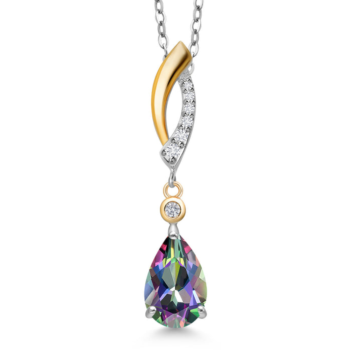 Green Mystic Topaz_Pendant in 925 Sterling Silver and 10K Yellow Gold