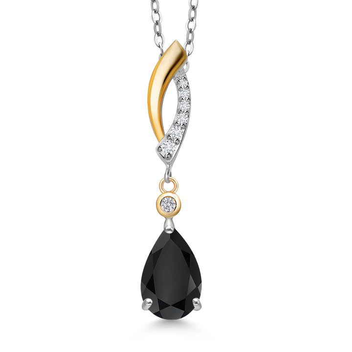 Onyx - December_Pendant in 925 Sterling Silver and 10K Yellow Gold