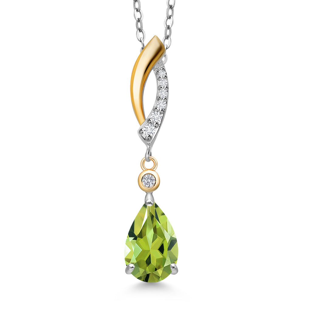 Peridot - August_Pendant in 925 Sterling Silver and 10K Yellow Gold