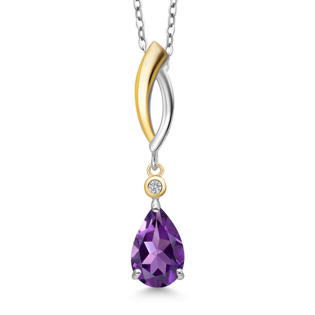 Amethyst - February_Pendant in 925 Sterling Silver and 10K Yellow Gold