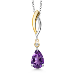 Amethyst - February_Pendant in 925 Sterling Silver and 10K Yellow Gold