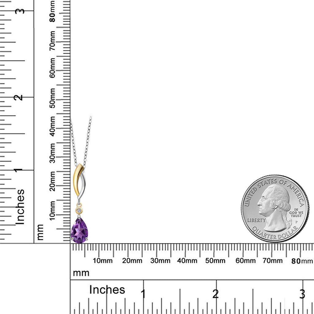 Amethyst - February_Pendant in 925 Sterling Silver and 10K Yellow Gold