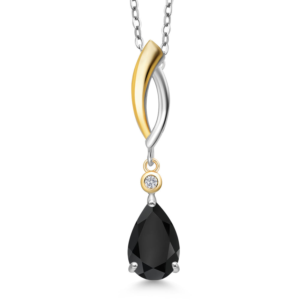 Onyx - December_Pendant in 925 Sterling Silver and 10K Yellow Gold