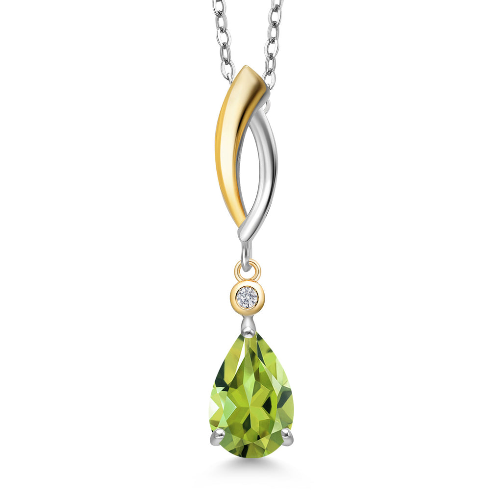 Peridot - August_Pendant in 925 Sterling Silver and 10K Yellow Gold