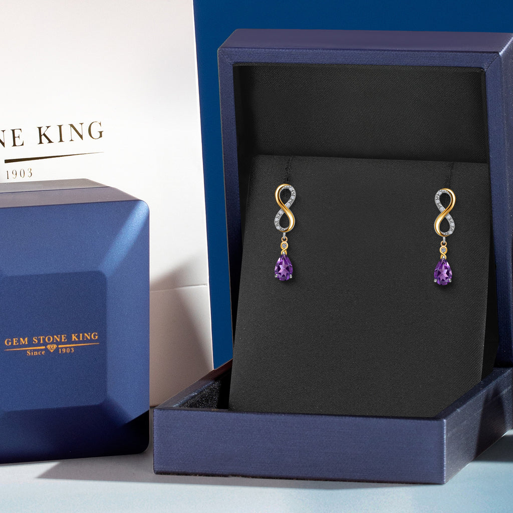 Amethyst - February_Earrings in 925 Sterling Silver and 10K Yellow Gold