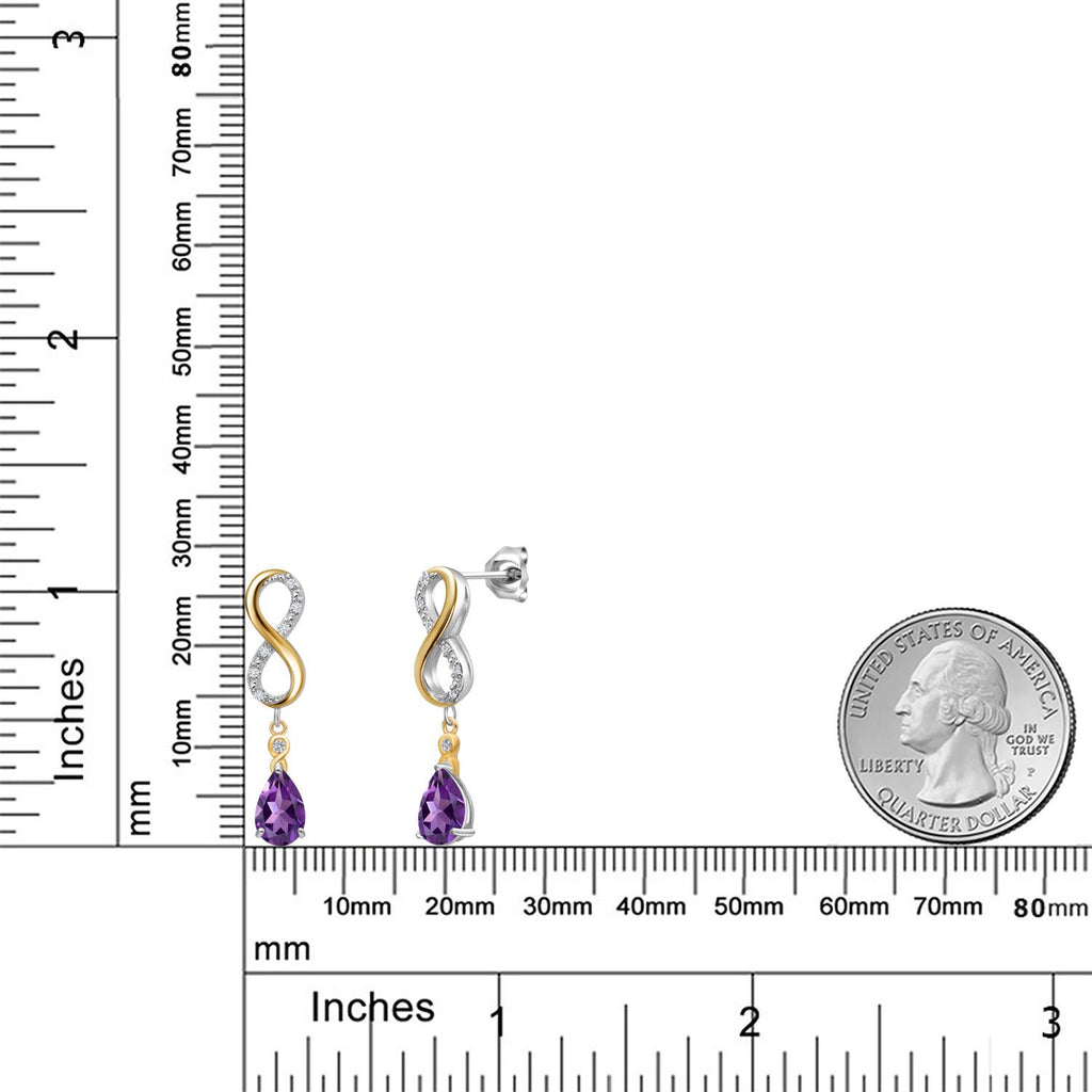 Amethyst - February_Earrings in 925 Sterling Silver and 10K Yellow Gold