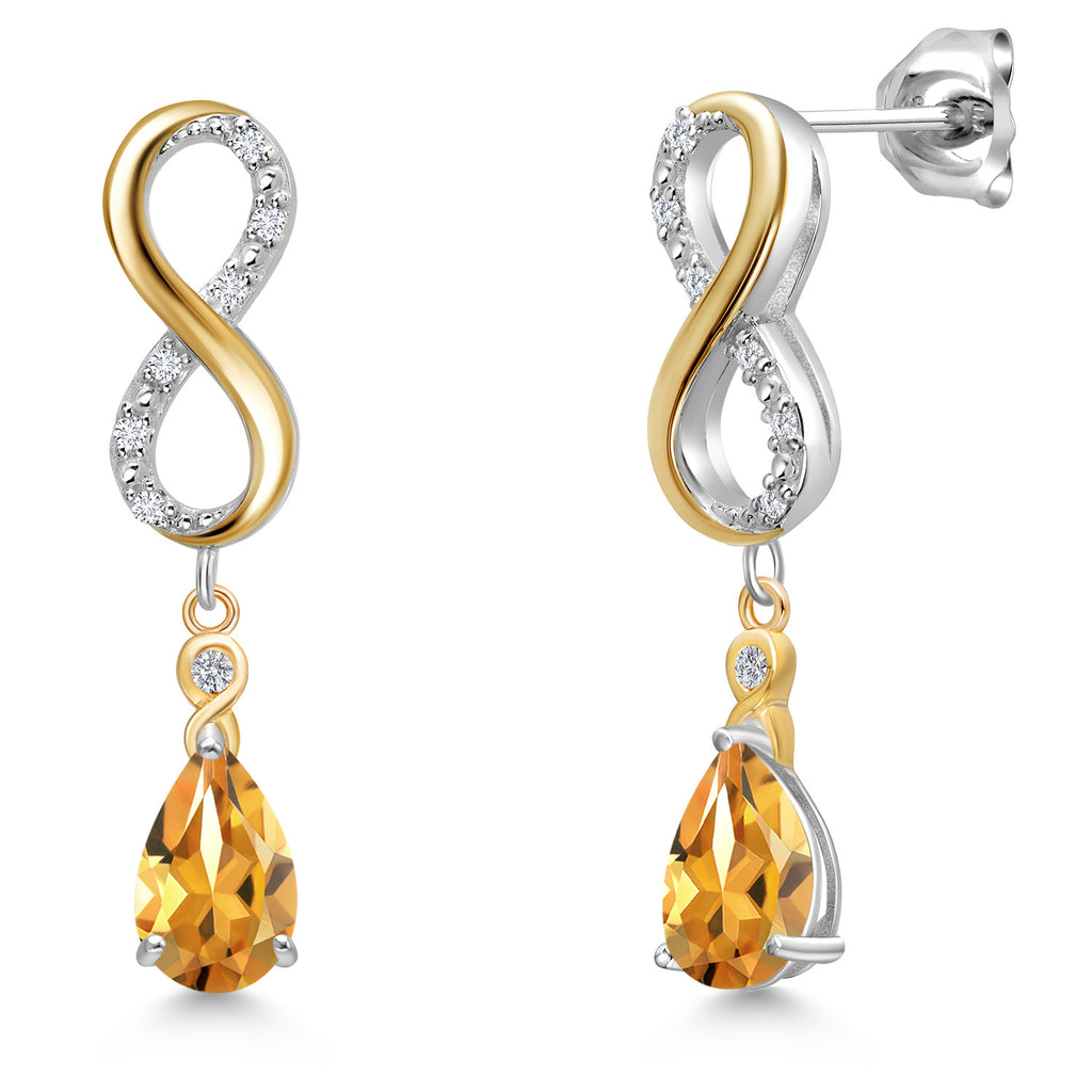 Citrine - November_Earrings in 925 Sterling Silver and 10K Yellow Gold