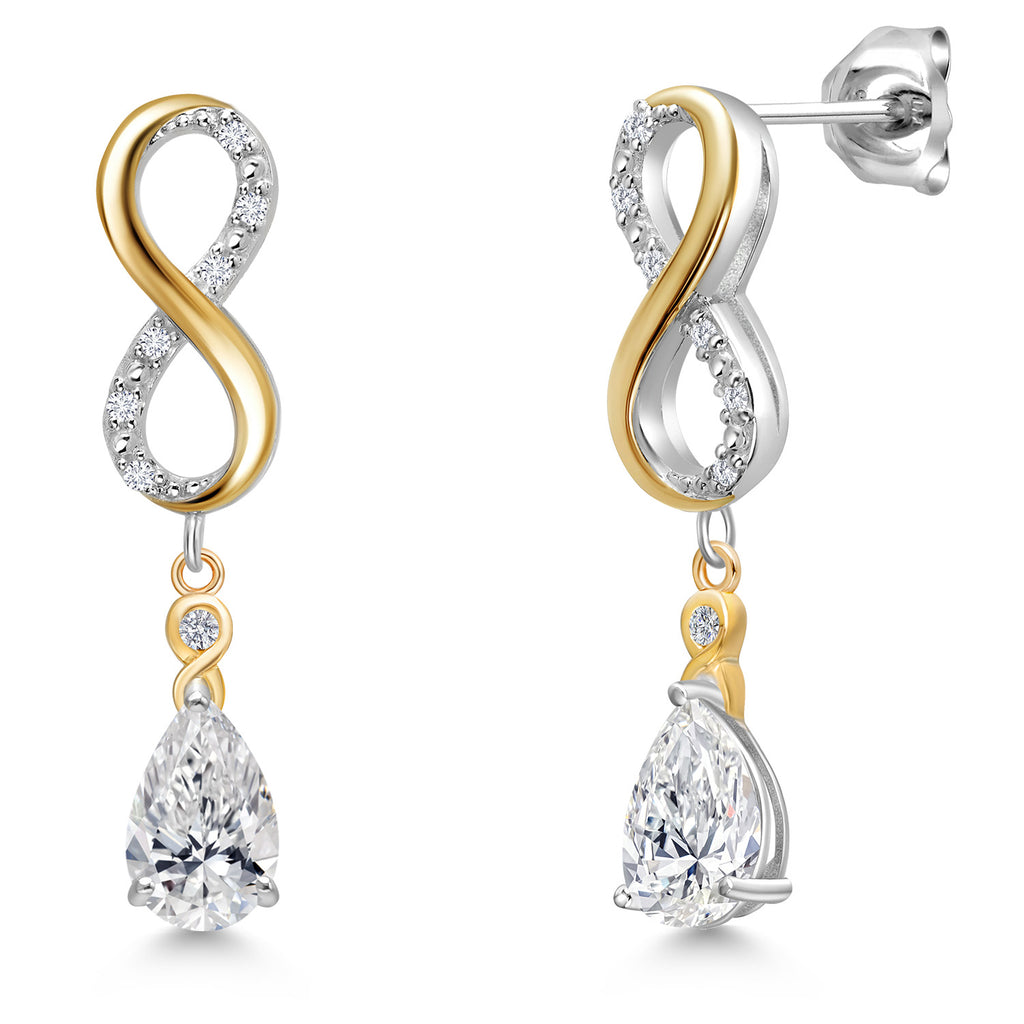 White Lab Grown Diamond - April_Earrings in 925 Sterling Silver and 10K Yellow Gold