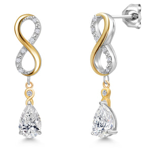 White Lab Grown Diamond - April_Earrings in 925 Sterling Silver and 10K Yellow Gold