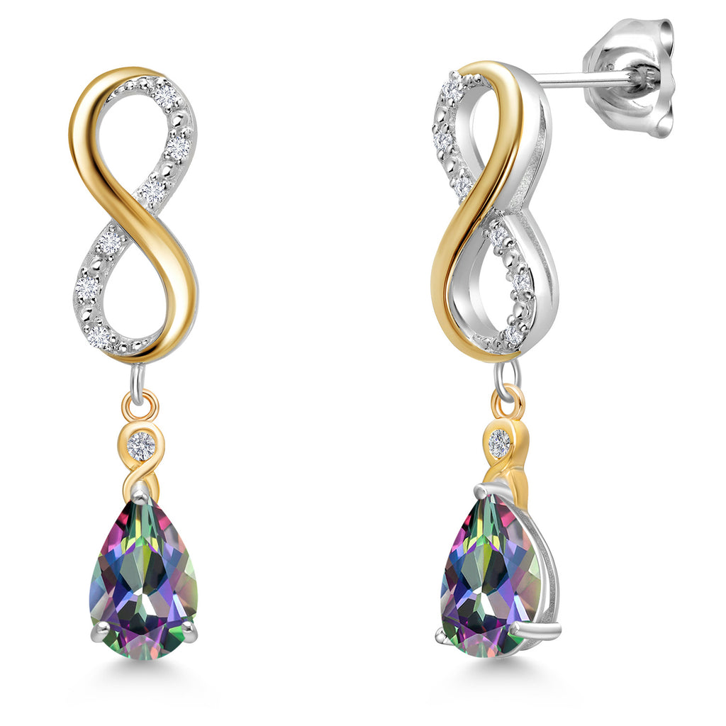 Green Mystic Topaz_Earrings in 925 Sterling Silver and 10K Yellow Gold
