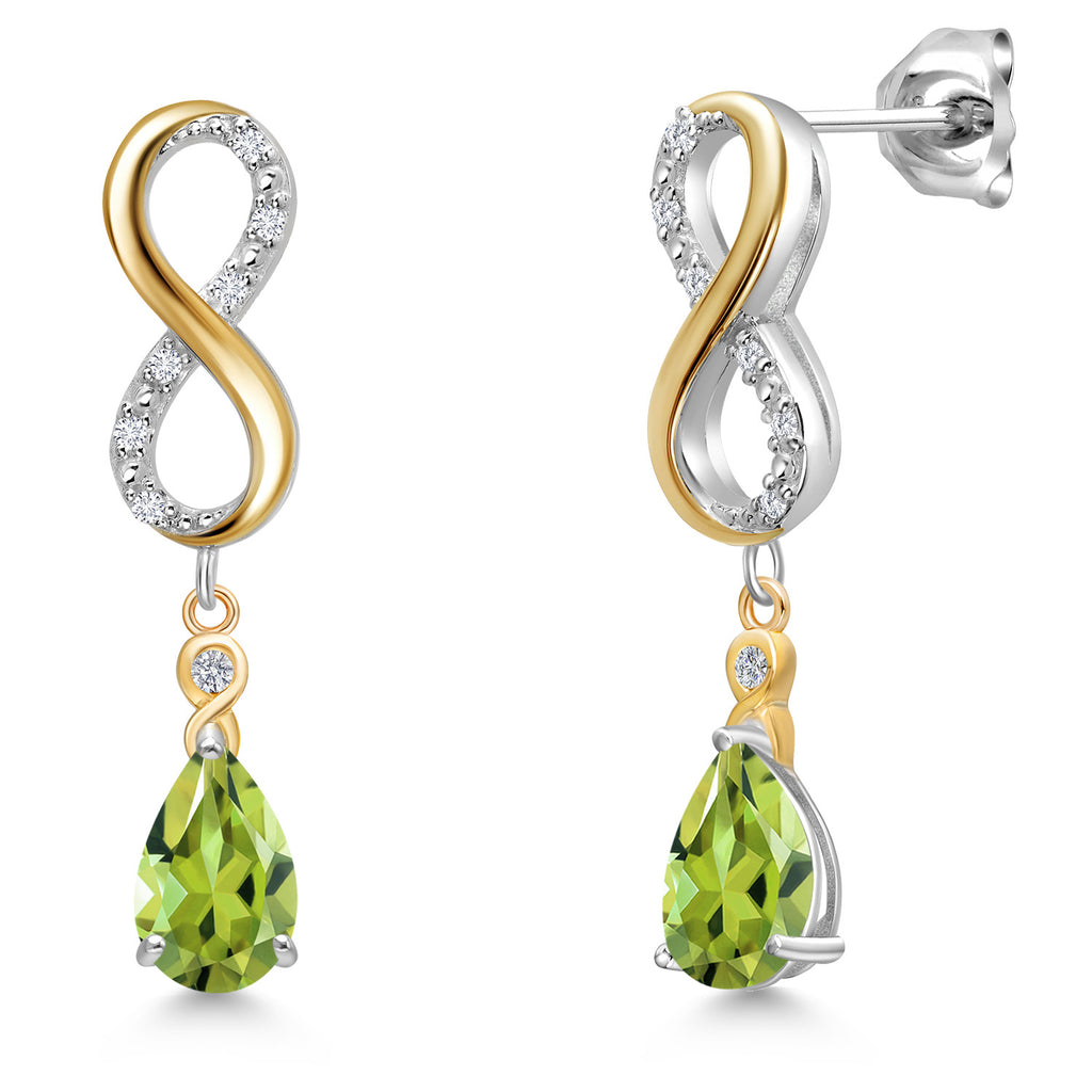Peridot - August_Earrings in 925 Sterling Silver and 10K Yellow Gold