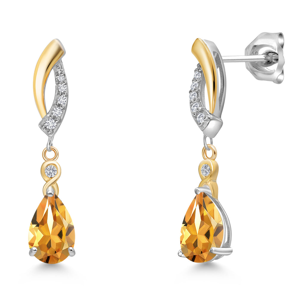 Citrine - November_Earrings in 925 Sterling Silver and 10K Yellow Gold