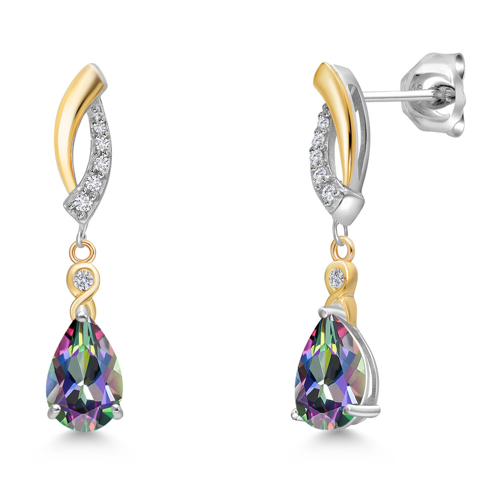 Green Mystic Topaz_Earrings in 925 Sterling Silver and 10K Yellow Gold