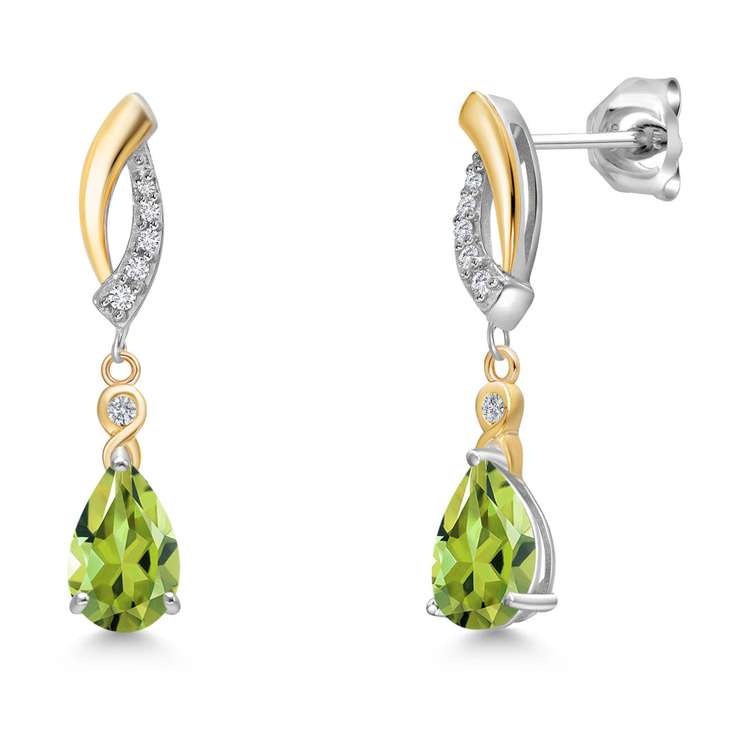 Peridot - August_Earrings in 925 Sterling Silver and 10K Yellow Gold