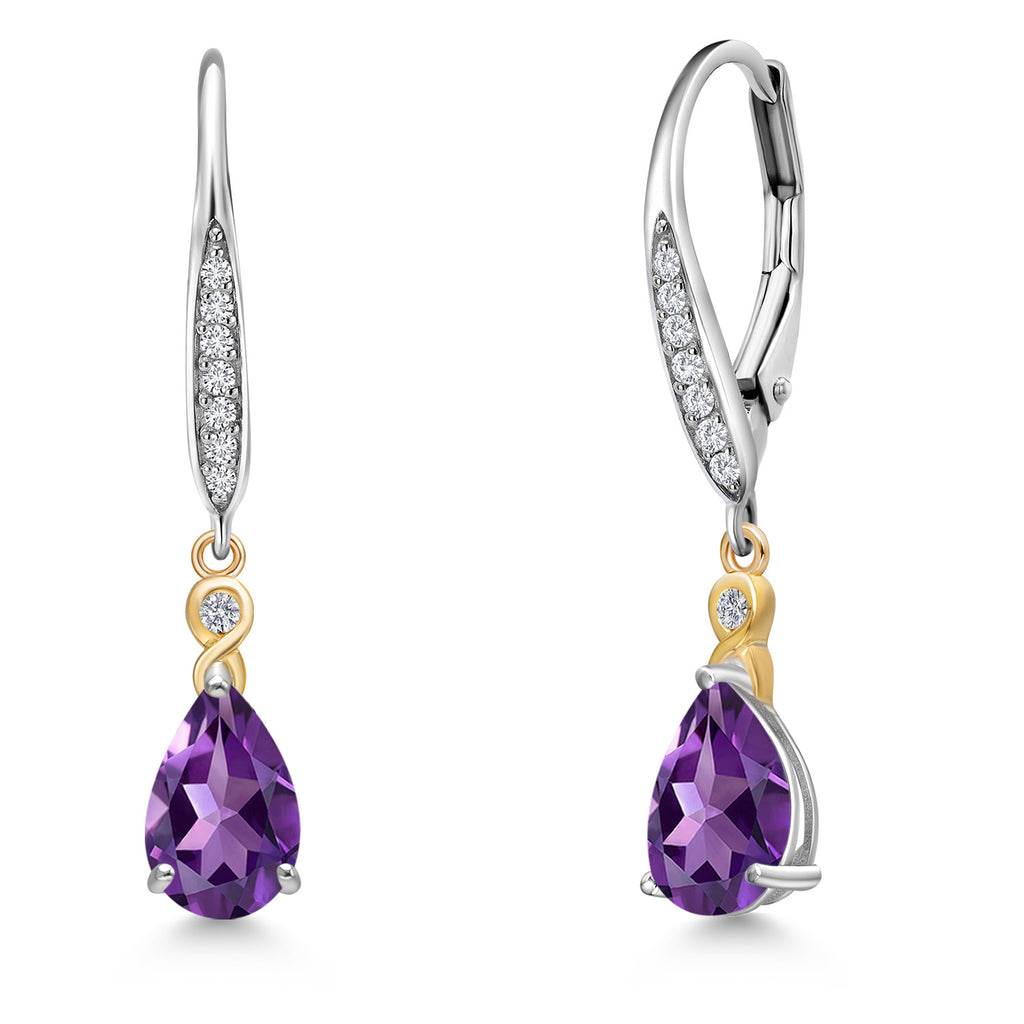 Amethyst - February_Earrings in 925 Sterling Silver and 10K Yellow Gold