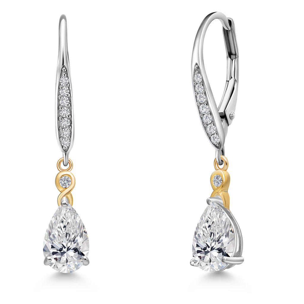 White Lab Grown Diamond - April_Earrings in 925 Sterling Silver and 10K Yellow Gold