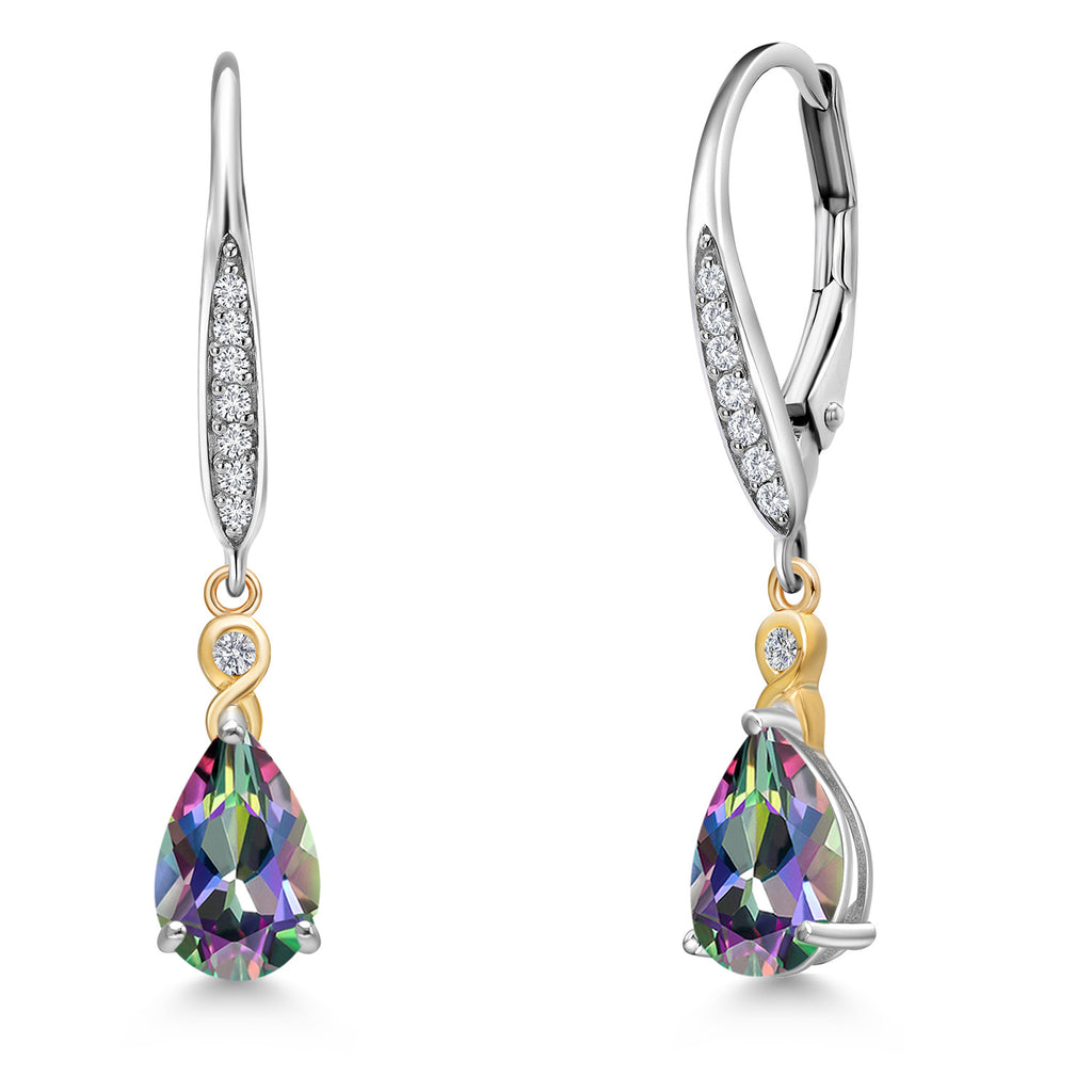 Green Mystic Topaz_Earrings in 925 Sterling Silver and 10K Yellow Gold