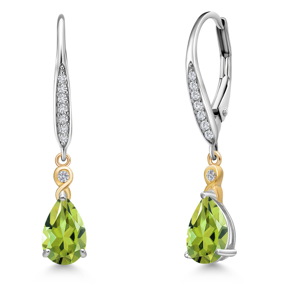 Peridot - August_Earrings in 925 Sterling Silver and 10K Yellow Gold