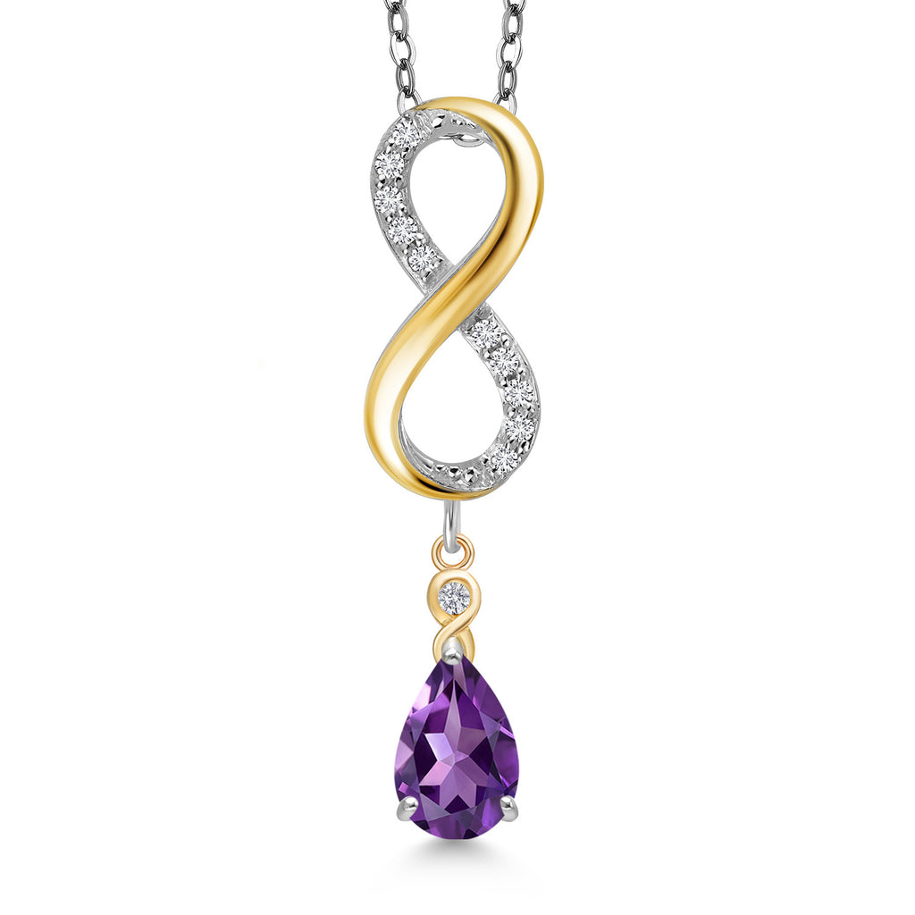 Amethyst - February_Pendant in 925 Sterling Silver and 10K Yellow Gold