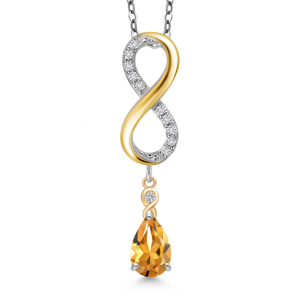 Citrine - November_Pendant in 925 Sterling Silver and 10K Yellow Gold