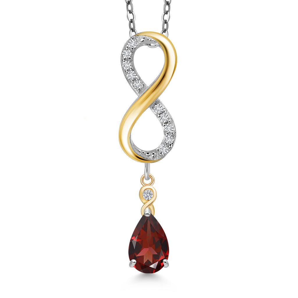 Garnet - January_Pendant in 925 Sterling Silver and 10K Yellow Gold