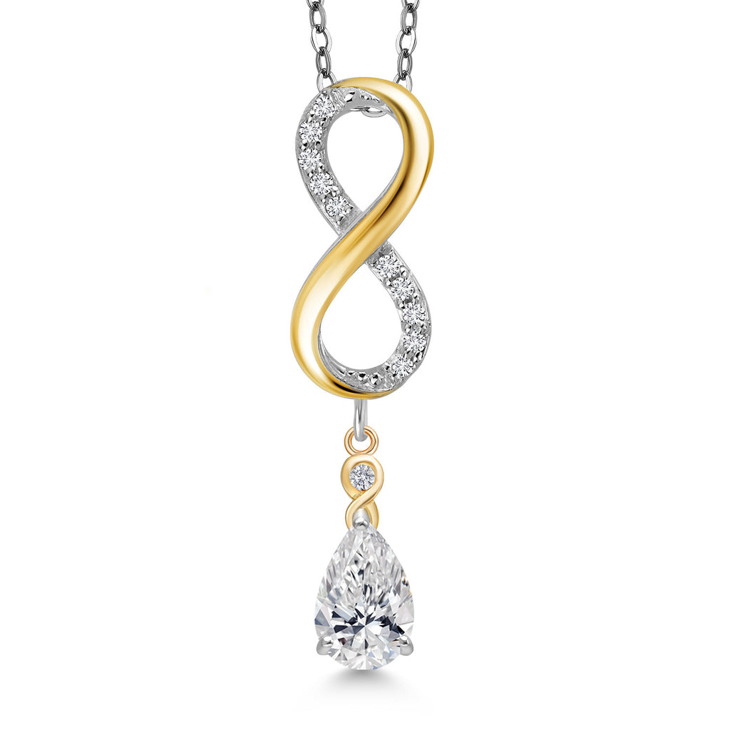White Lab Grown Diamond - April_Pendant in 925 Sterling Silver and 10K Yellow Gold