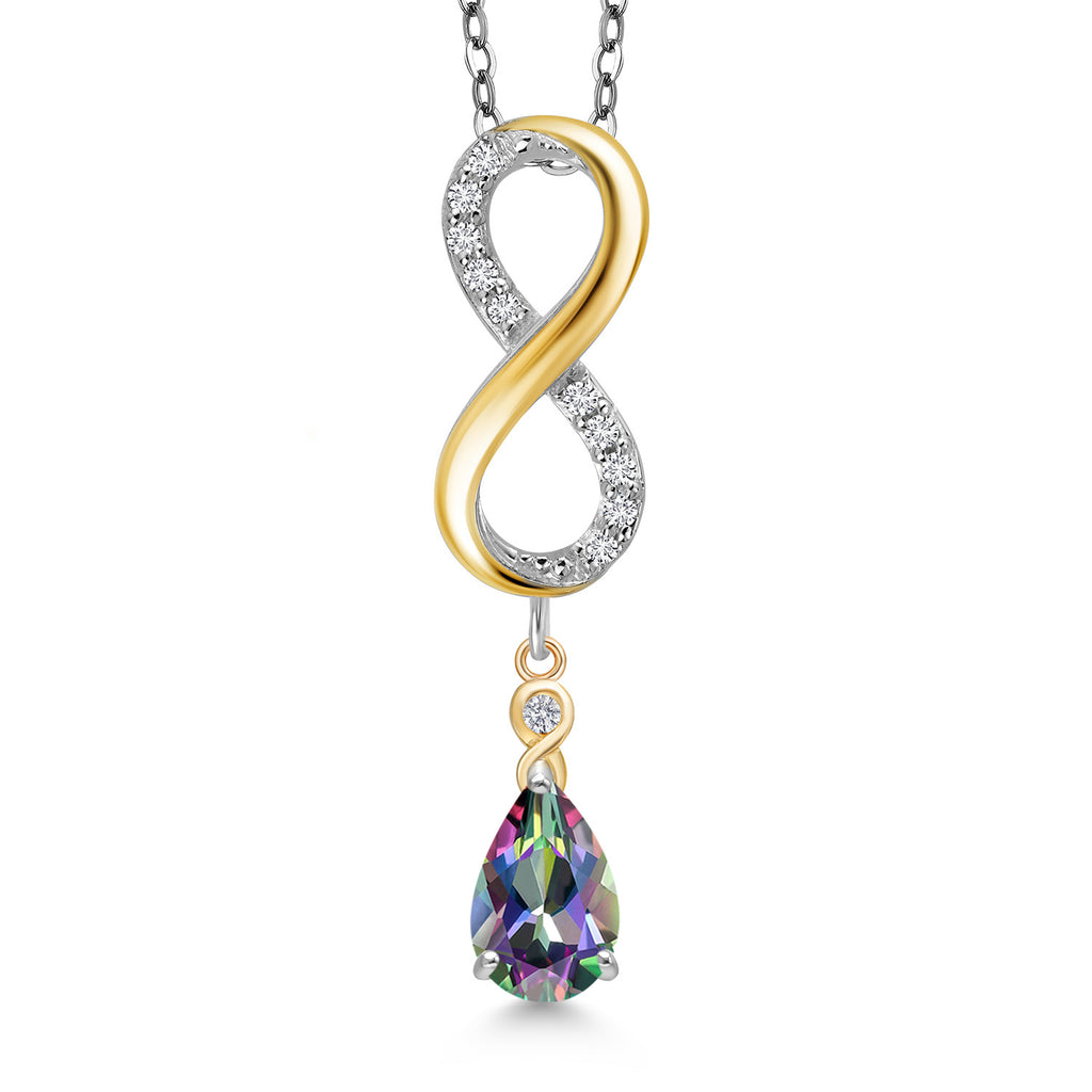 Green Mystic Topaz_Pendant in 925 Sterling Silver and 10K Yellow Gold