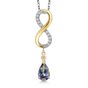 Green Mystic Topaz_Pendant in 925 Sterling Silver and 10K Yellow Gold