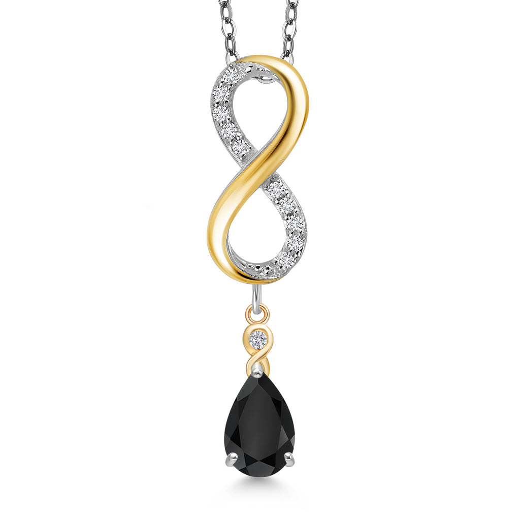 Onyx - December_Pendant in 925 Sterling Silver and 10K Yellow Gold