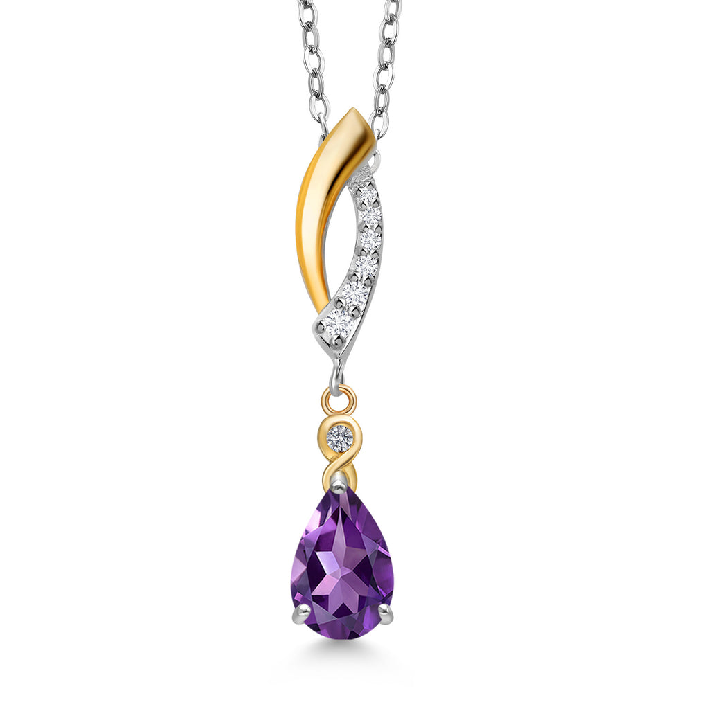 Amethyst - February_Pendant in 925 Sterling Silver and 10K Yellow Gold