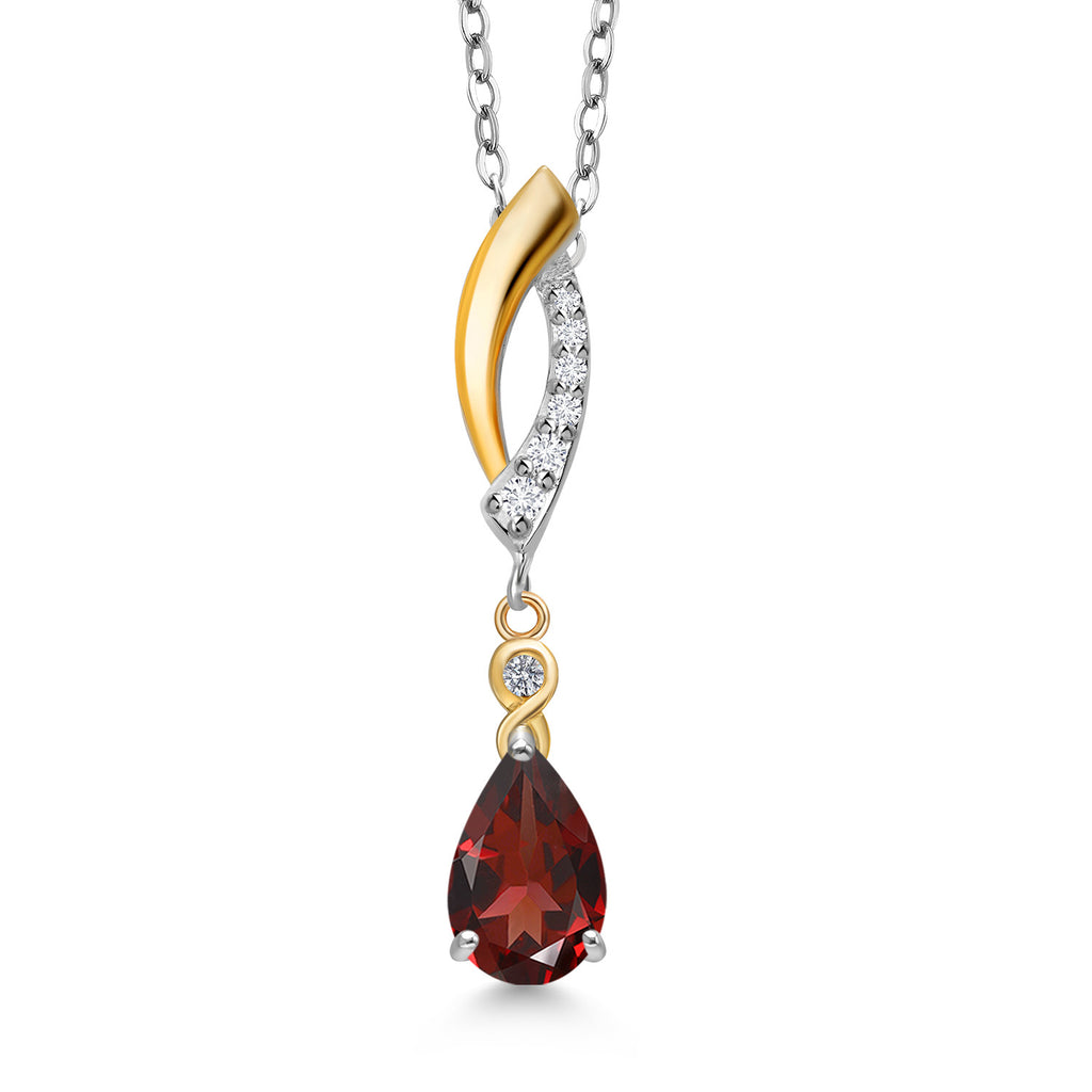 Garnet - January_Pendant in 925 Sterling Silver and 10K Yellow Gold