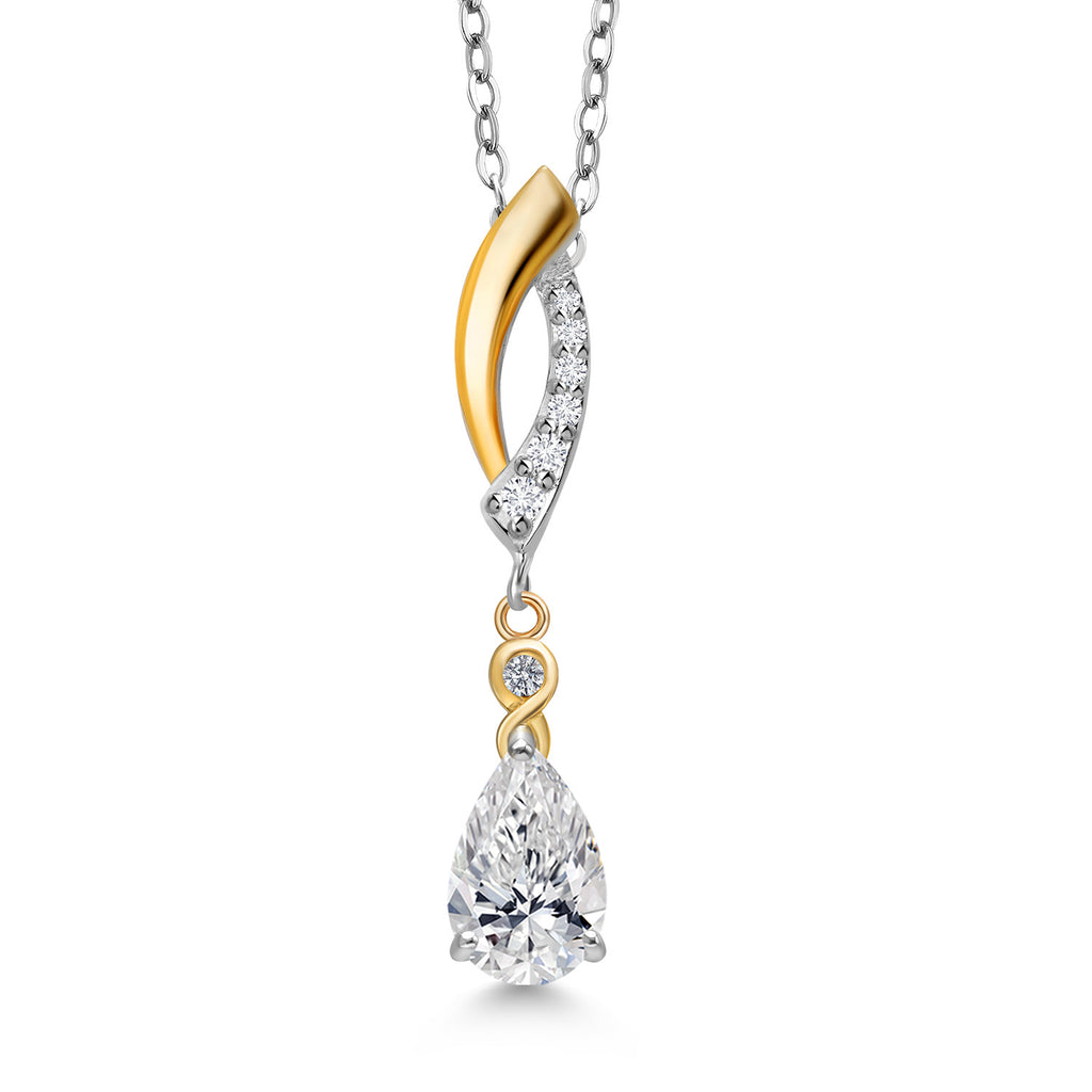 White Lab Grown Diamond - April_Pendant in 925 Sterling Silver and 10K Yellow Gold