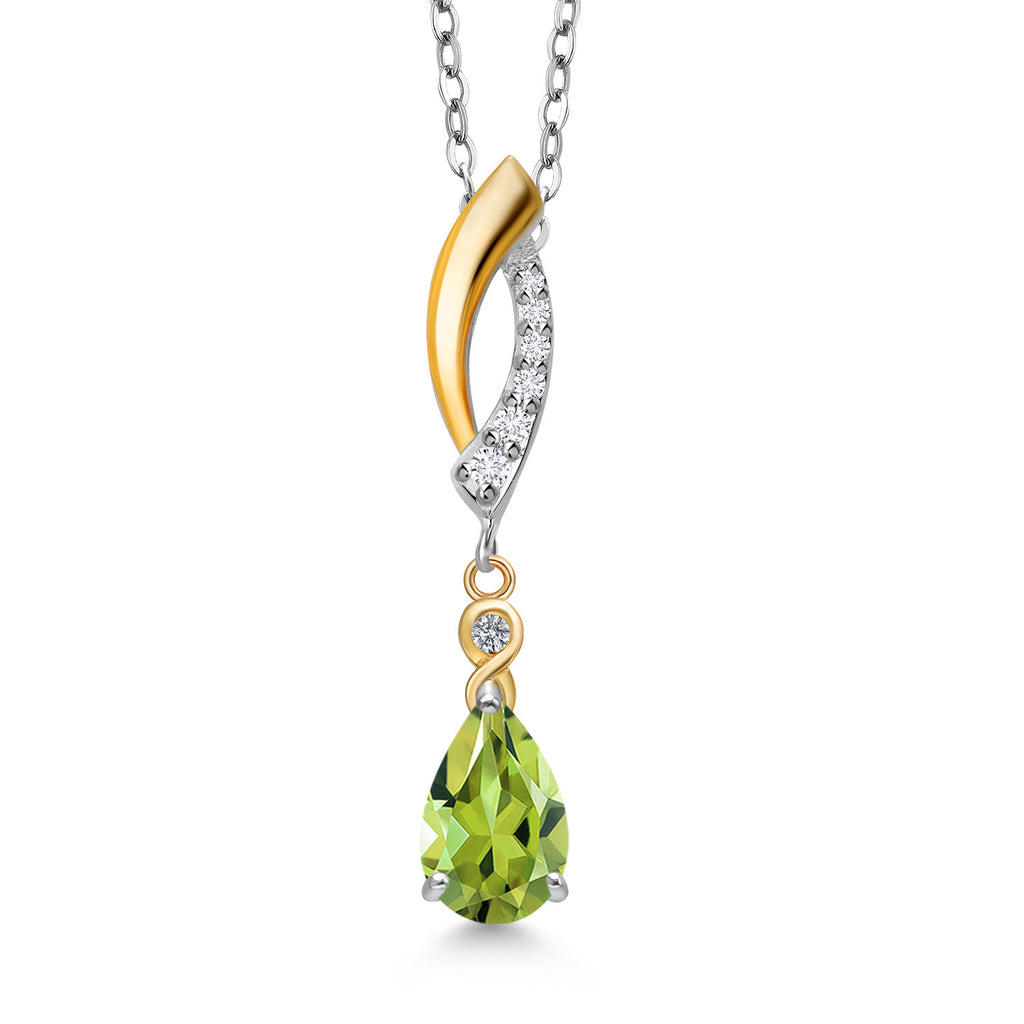 Peridot - August_Pendant in 925 Sterling Silver and 10K Yellow Gold