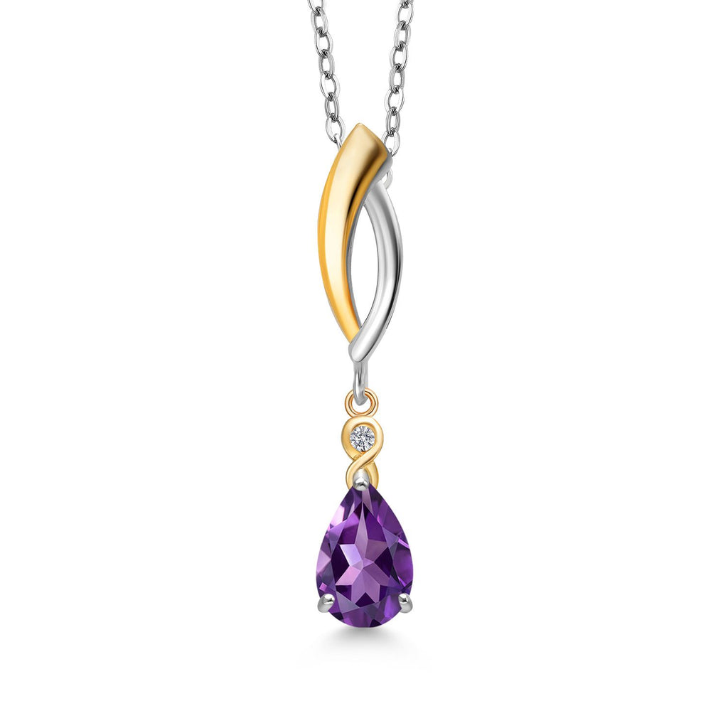 Amethyst - February_Pendant in 925 Sterling Silver and 10K Yellow Gold