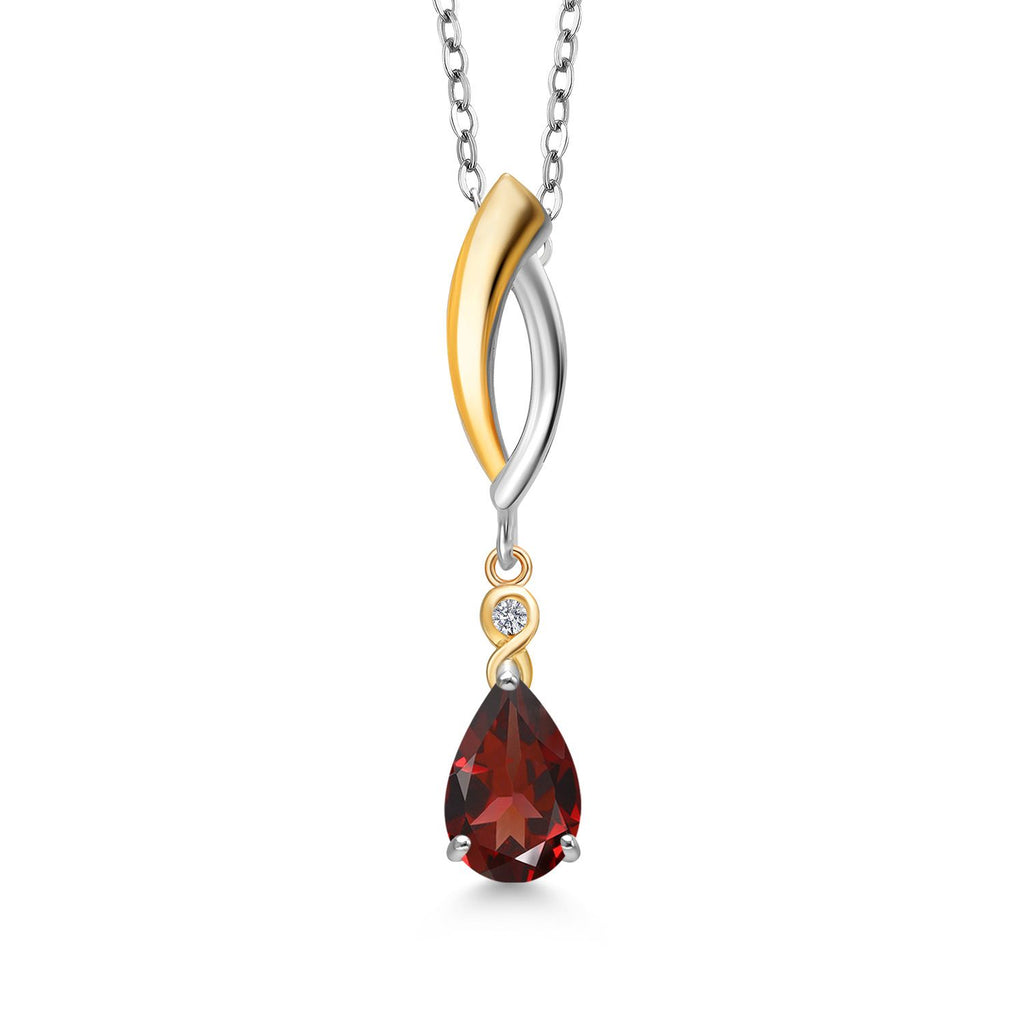 Garnet - January_Pendant in 925 Sterling Silver and 10K Yellow Gold