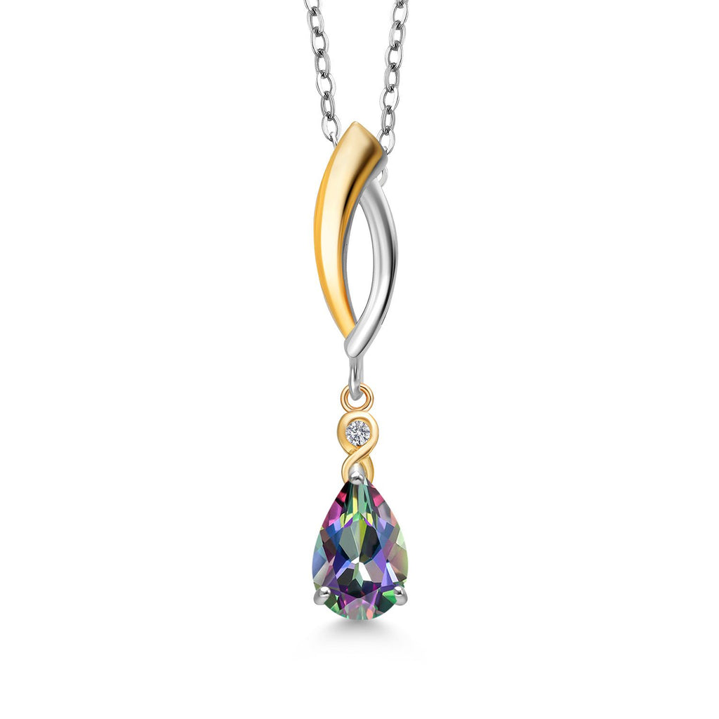 Green Mystic Topaz_Pendant in 925 Sterling Silver and 10K Yellow Gold