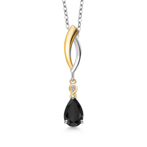Onyx - December_Pendant in 925 Sterling Silver and 10K Yellow Gold