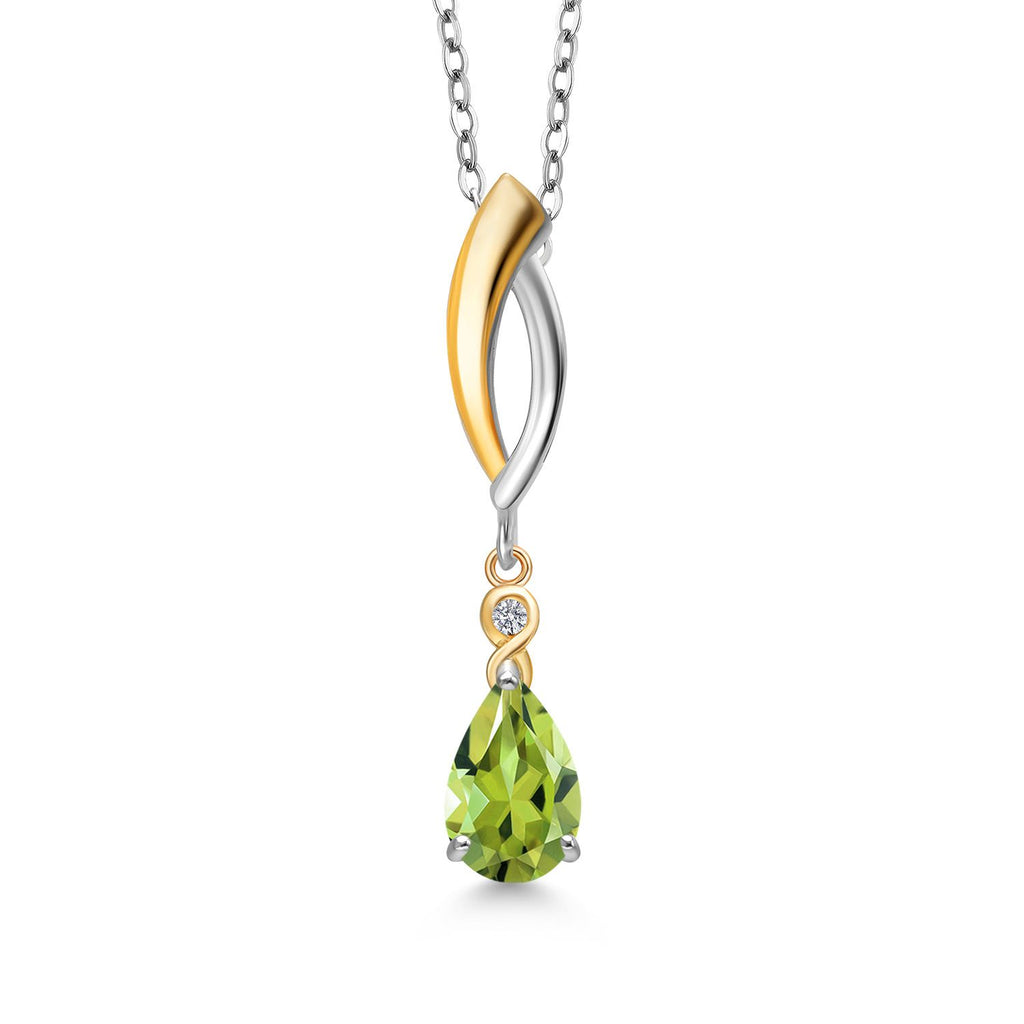 Peridot - August_Pendant in 925 Sterling Silver and 10K Yellow Gold