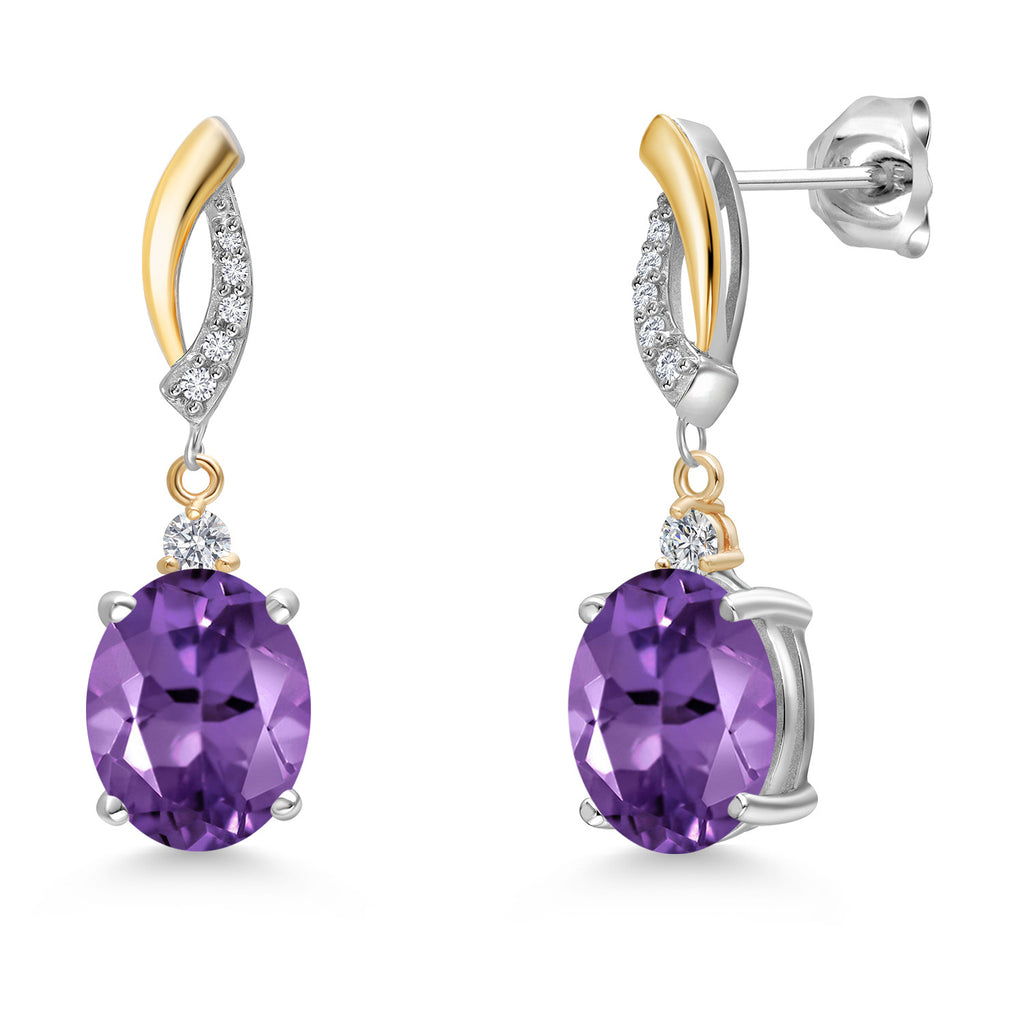 Amethyst - February_Earrings in 925 Sterling Silver and 10K Yellow Gold