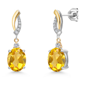 Citrine - November_Earrings in 925 Sterling Silver and 10K Yellow Gold