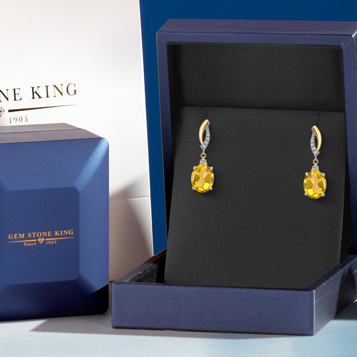 Citrine - November_Earrings in 925 Sterling Silver and 10K Yellow Gold