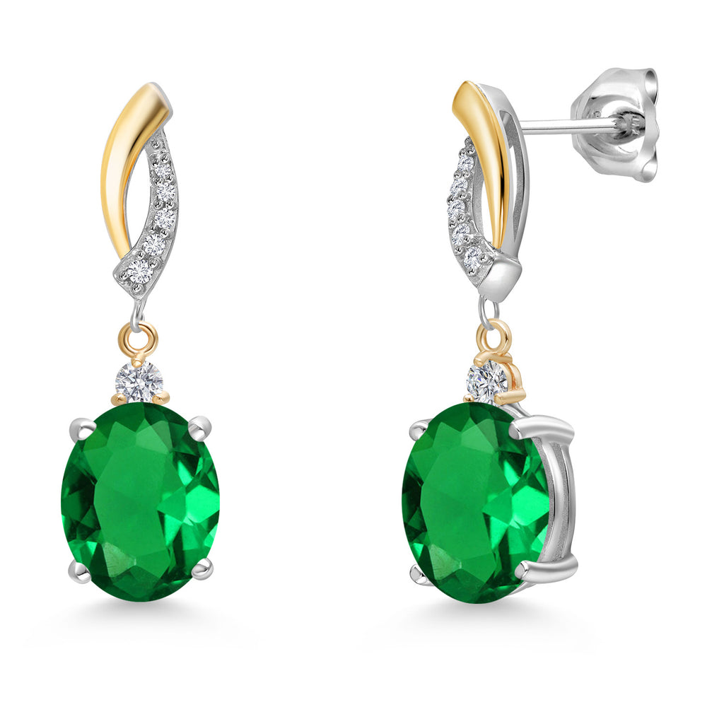 Nano Emerald - May_Earrings in 925 Sterling Silver and 10K Yellow Gold